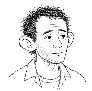 Black ink portrait of Hank